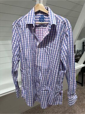 English Laundry Pink and Blue Checked Dress Shirt